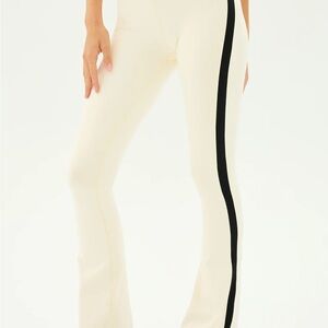 Splits59 Cream Flared Pants with Black Side Stripe